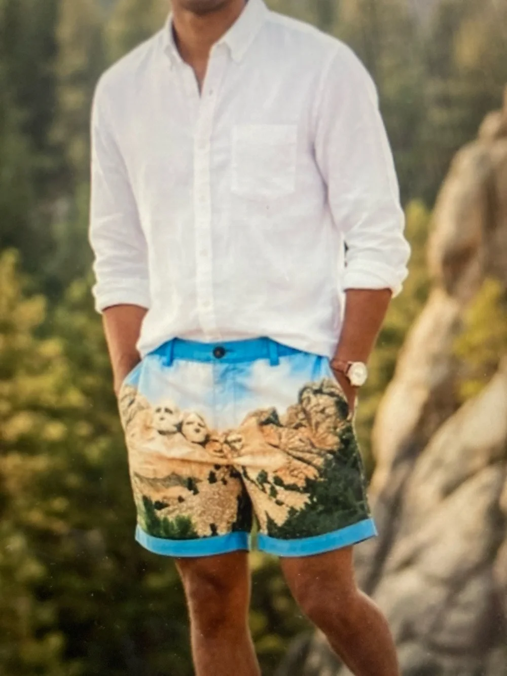 Chubbies Retired HTF Mount Rushmore Graphic Shorts Blue Casual Lounge Swim S597